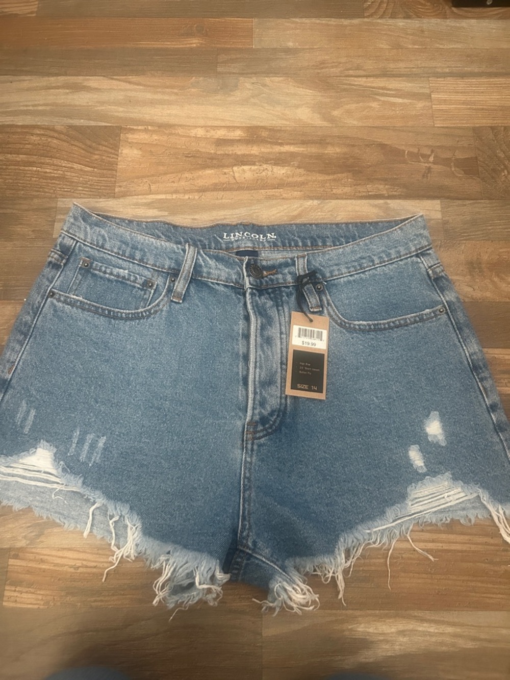 Lincoln High-Rise Distressed Jean Shorts - Light Blue